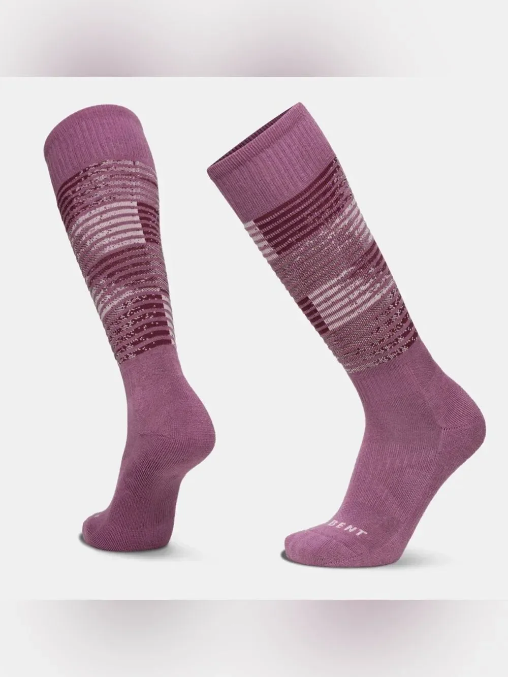 Le Bent M-L Flowering Gum Pink Burgundy Squall Light Cushion Over Calf Snow Sock